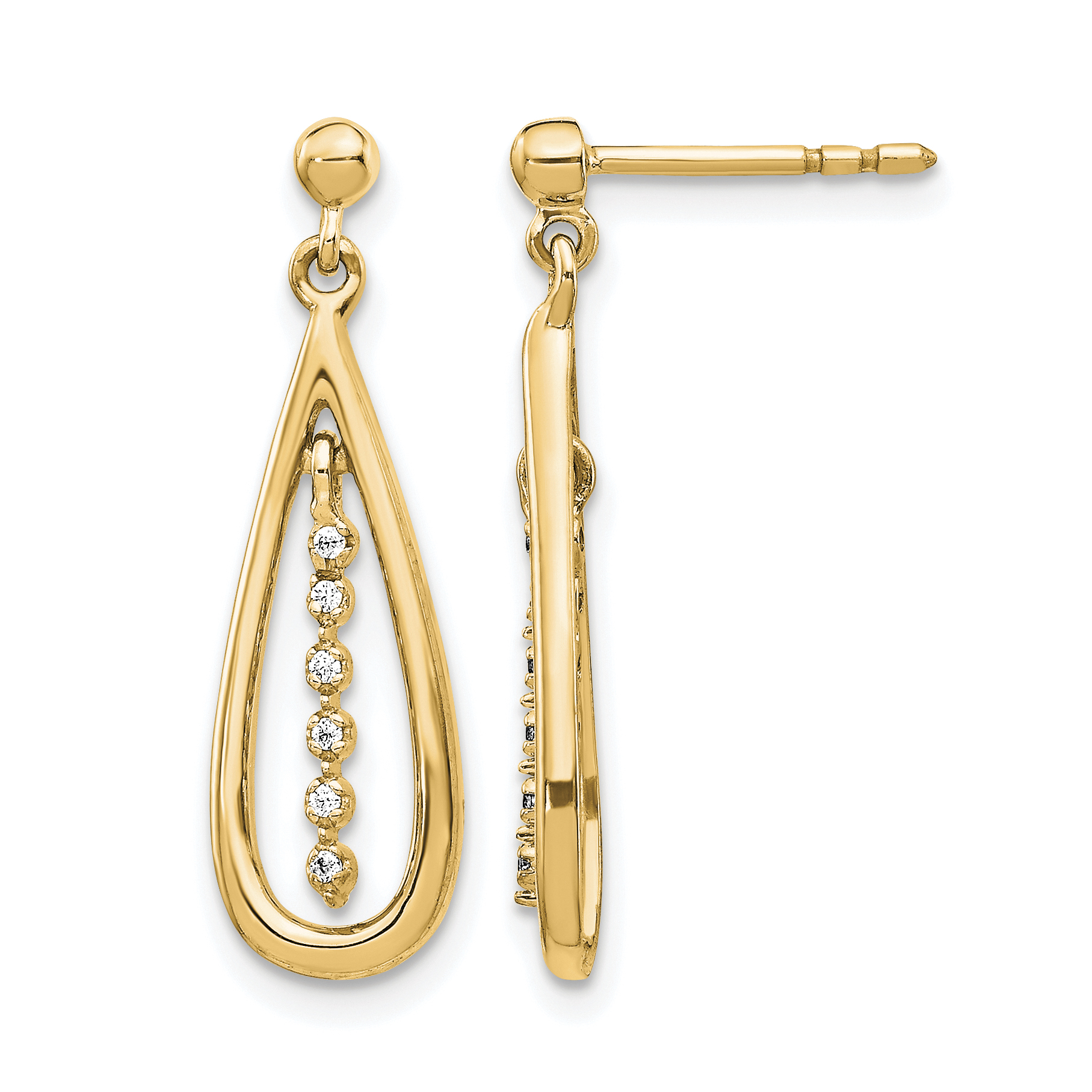 14k Diamond Teardrop Post Earrings (EM5563-004-YA)