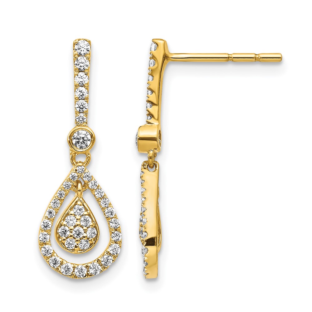 14k Diamond Fancy Teardrop Dangle Post Earrings (EM5564-050-YA)