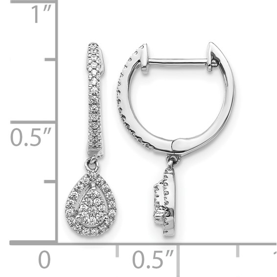 Diamond Teardrop Hinged Hoop Earrings