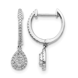 Diamond Teardrop Hinged Hoop Earrings