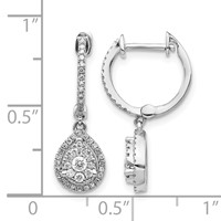 14K White Gold 0.50 Carat Lab Grown Diamond VS SI+ G+ Complete Halo Hinged Hoop Earrings view 4