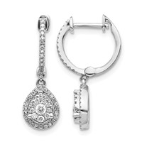 14K White Gold 0.50 Carat Lab Grown Diamond VS SI+ G+ Complete Halo Hinged Hoop Earrings view 1