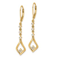 14K Yellow Gold 0.20 Carat Lab Grown Diamond VS SI+ G+ Complete Dangle Leverback Earrings view 2