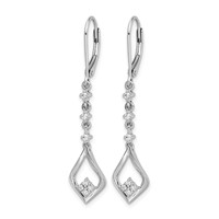 14K White Gold 0.20 Carat Lab Grown Diamond VS SI+ G+ Complete Dangle Leverback Earrings view 2