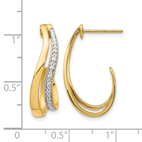 Gold Diamond J-hoop Post Earrings