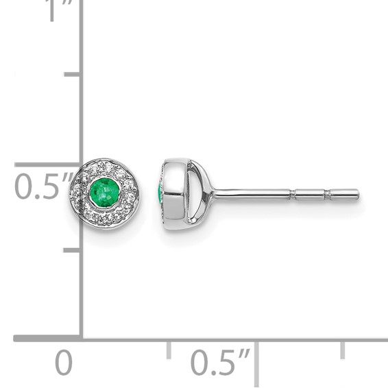 Diamond and Emerald Halo Post Earrings