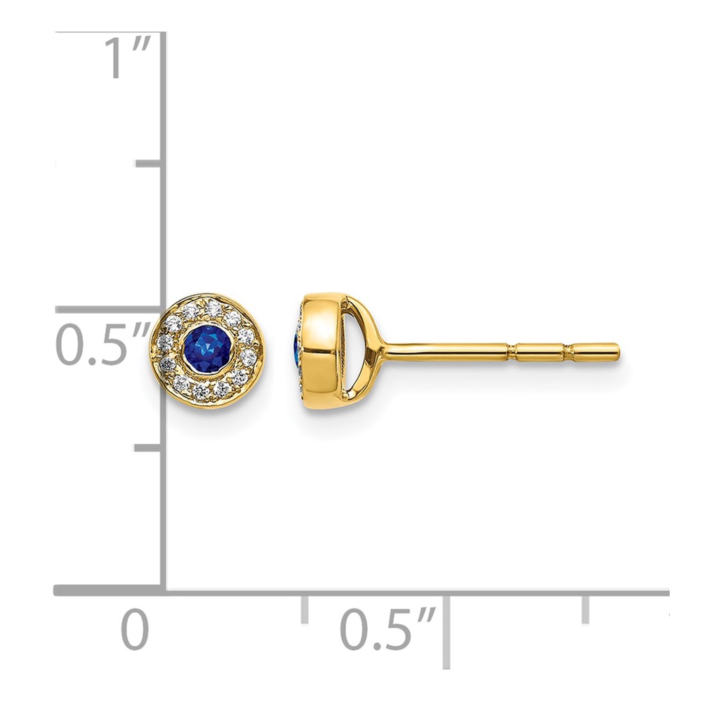 14k Diamond and Sapphire Halo Post Earrings (EM5586-SA-007-YA)