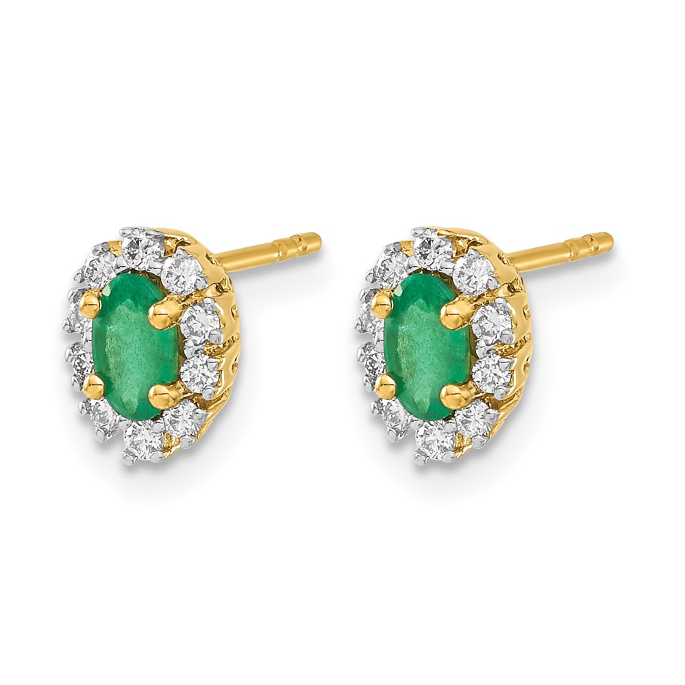 14k 1/5Ct Diamond and Emerald Oval Halo Earrings (EM5591-EM-020-YA)