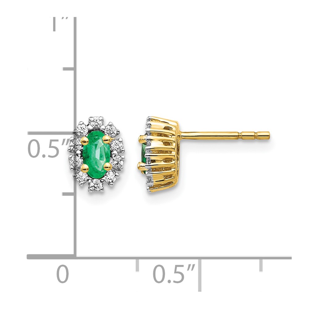 14k 1/5Ct Diamond and Emerald Oval Halo Earrings (EM5591-EM-020-YA)