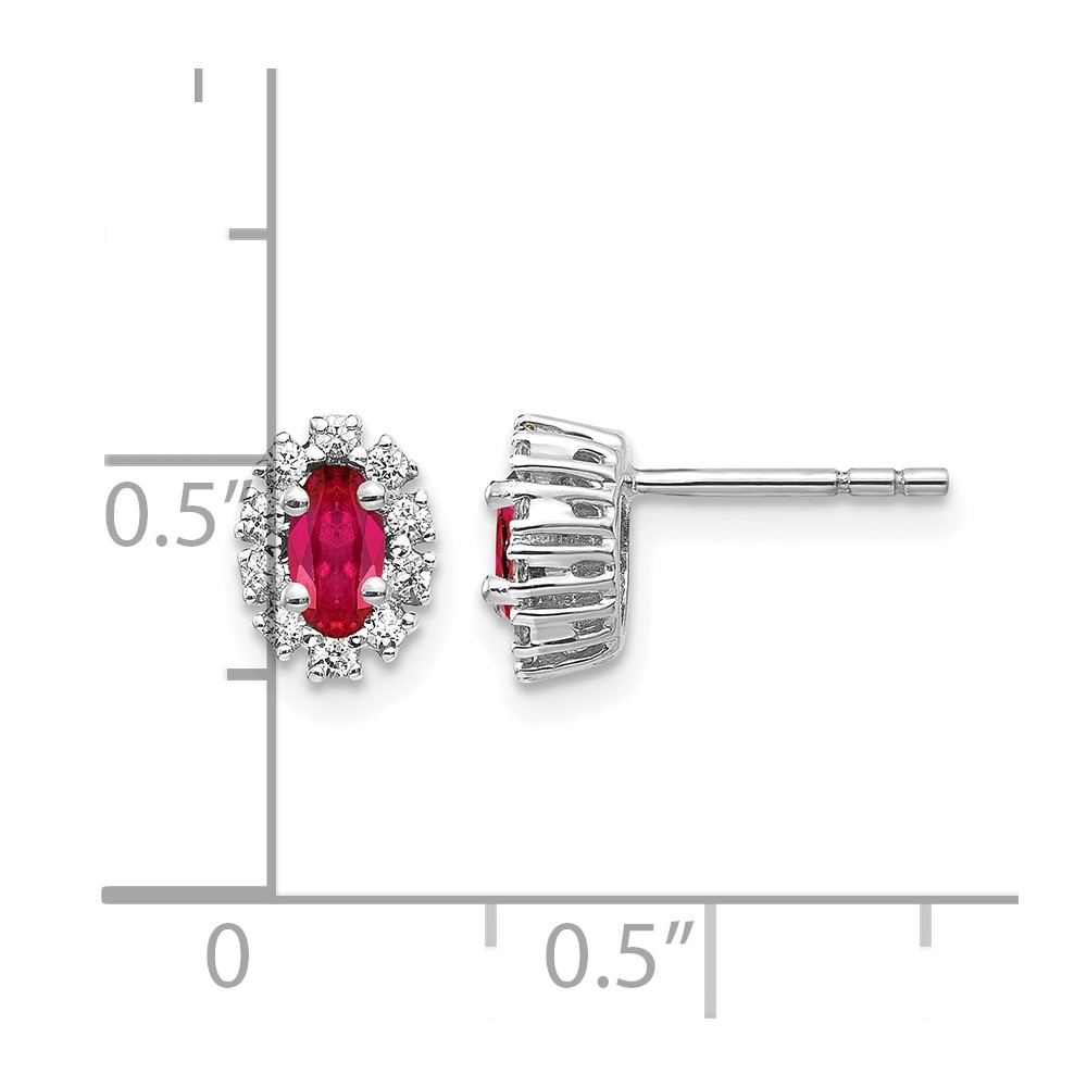 10k White Gold Diamond and Ruby Oval Halo Earrings (EM5591-RU-020-1WA)