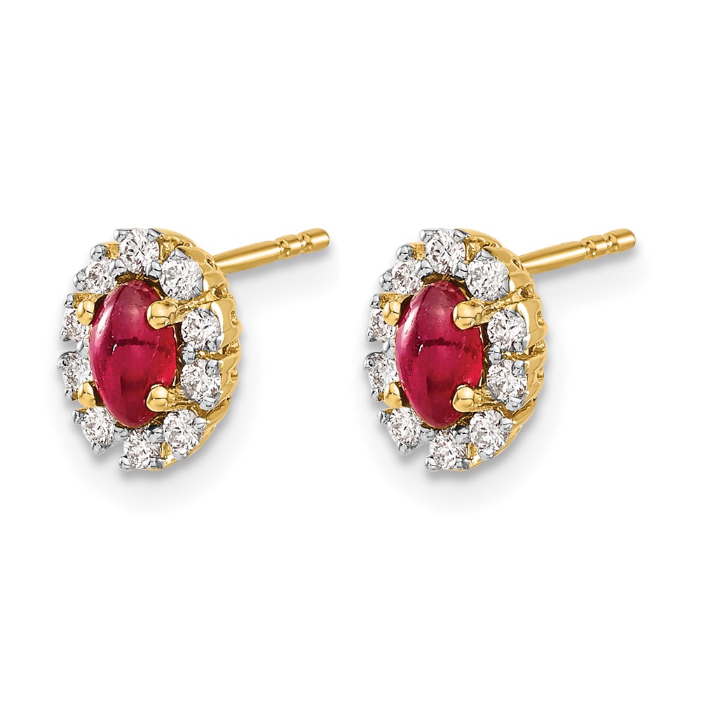 10k Yellow Gold Diamond and Ruby Oval Halo Earrings (EM5591-RU-020-1YA)