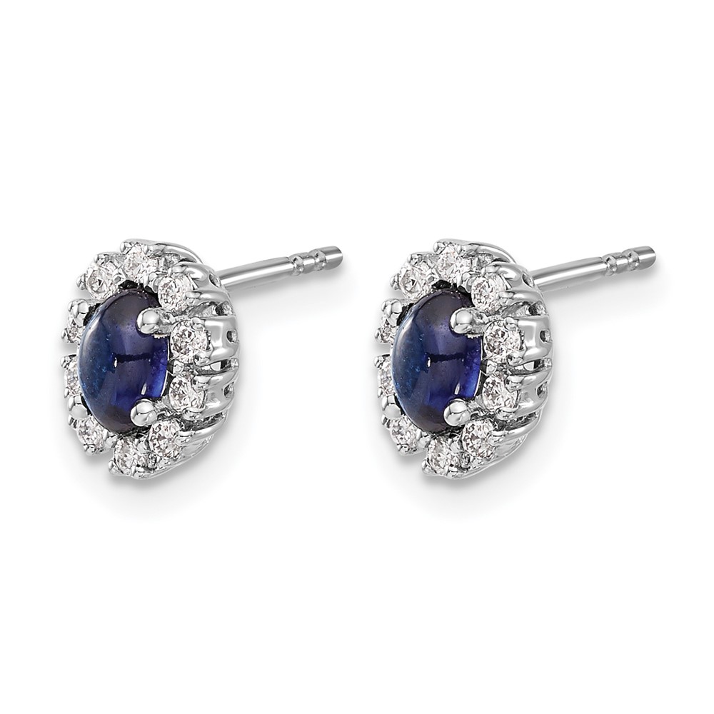 10k White Gold Diamond and Sapphire Oval Halo Earrings (EM5591-SA-020-1WA)