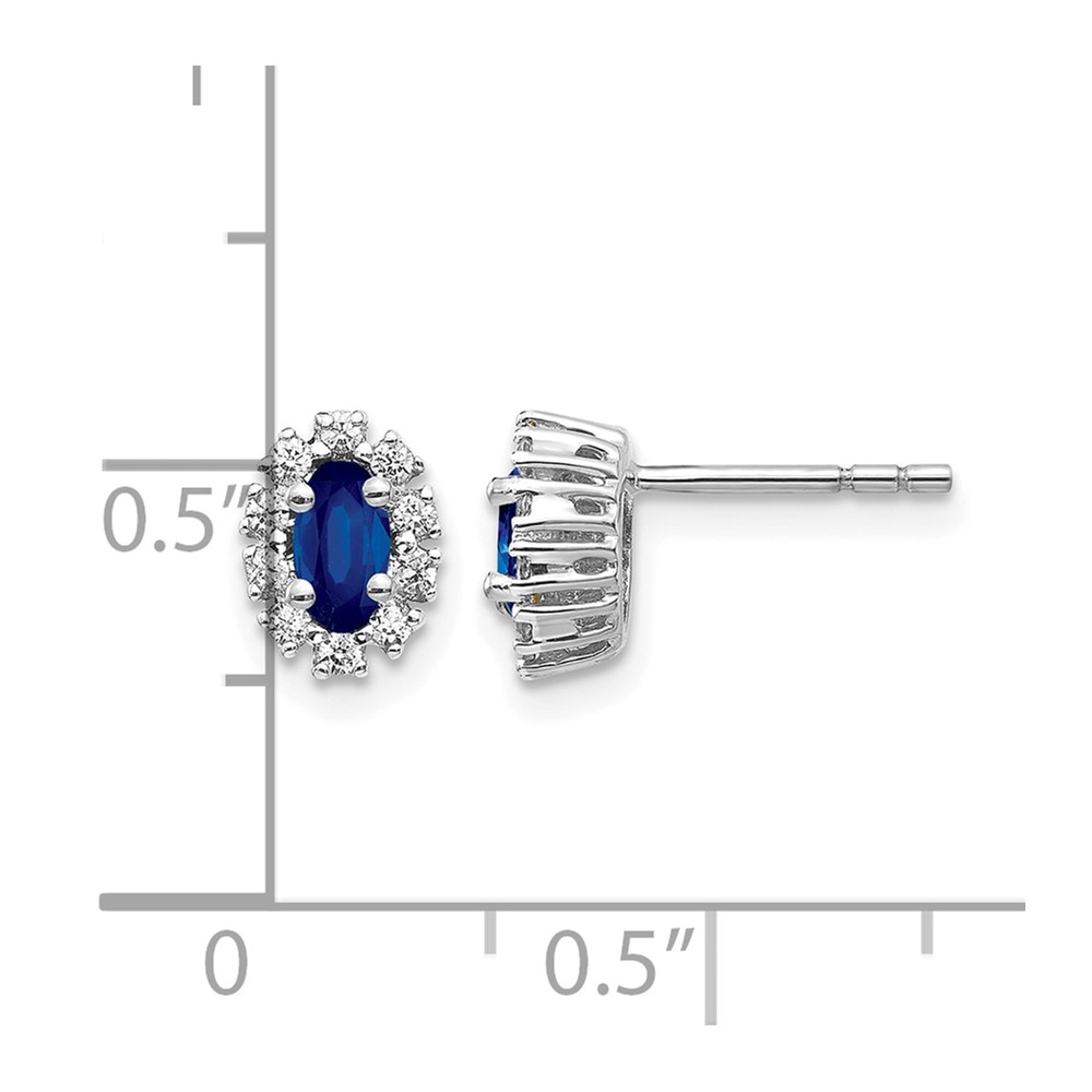 14k White Gold Diamond and Sapphire Oval Halo Earrings (EM5591-SA-020-WA)