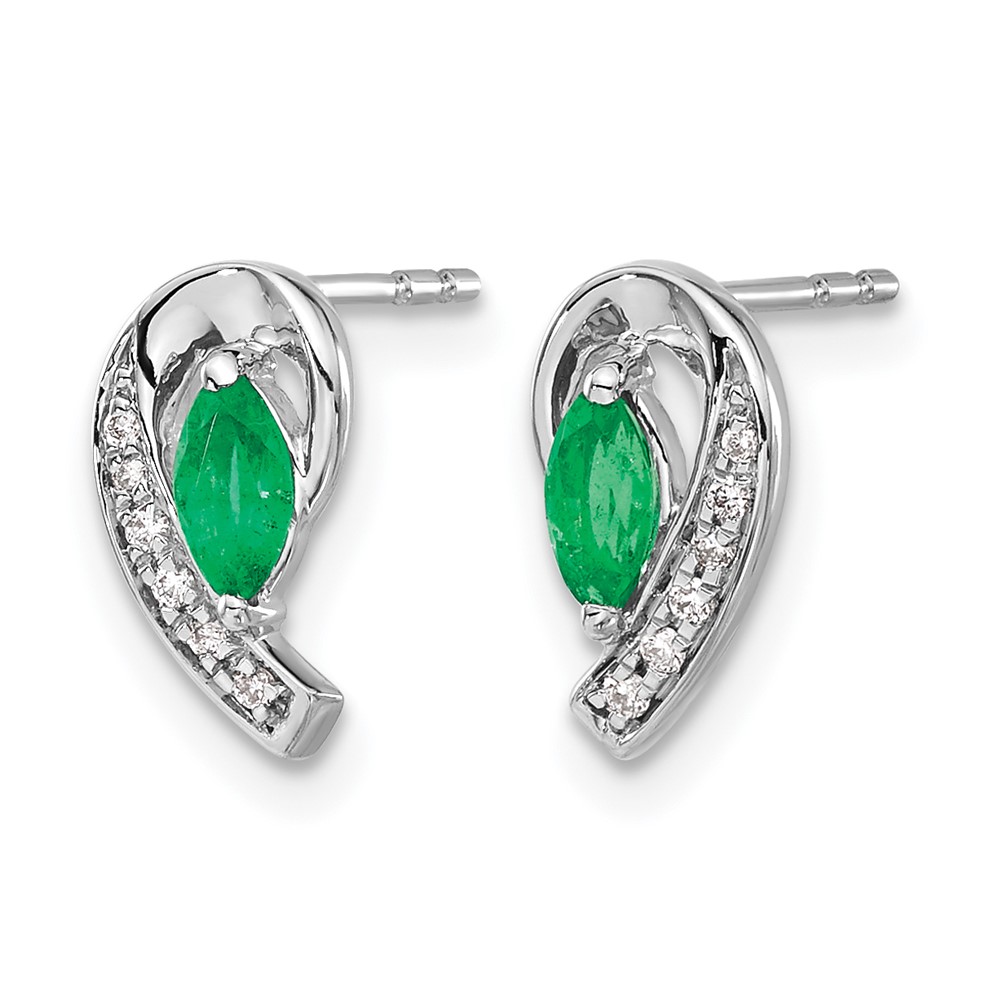 10k White Gold 1/20Ct Diamond and Emerald Earrings (EM5592-EM-005-1WA)