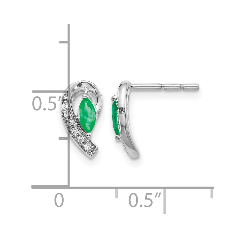 10k White Gold 1/20Ct Diamond and Emerald Earrings (EM5592-EM-005-1WA)