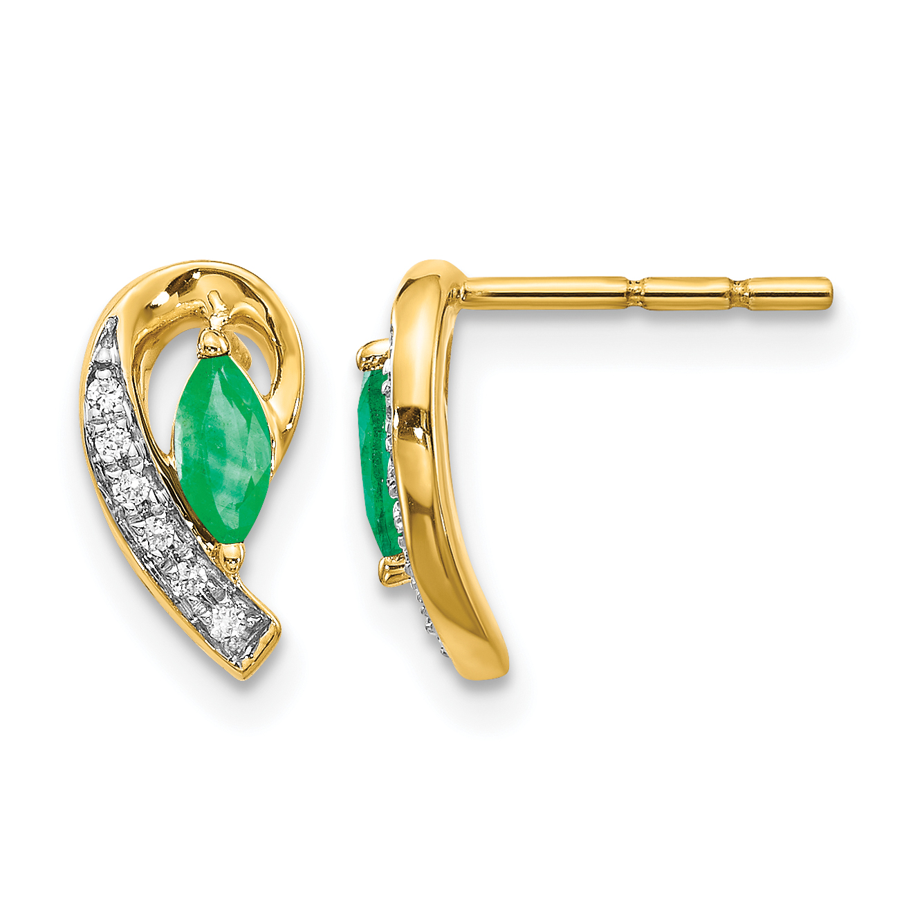 10k 1/20Ct Diamond and Emerald Earrings (EM5592-EM-005-1YA)