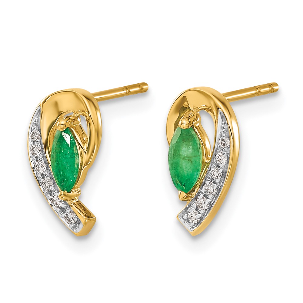 14k 1/20Ct Diamond and Emerald Earrings (EM5592-EM-005-YA)