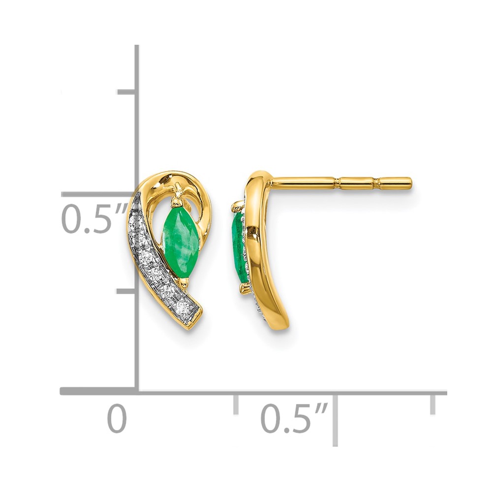 14k 1/20Ct Diamond and Emerald Earrings (EM5592-EM-005-YA)