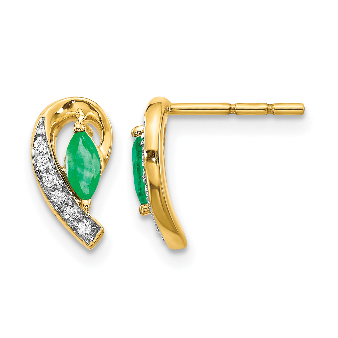 14k 1/20Ct Diamond and Emerald Earrings (EM5592-EM-005-YA)