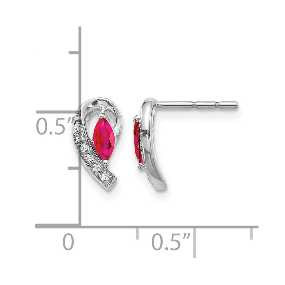 10k White Gold Diamond and Ruby Earrings (EM5592-RU-005-1WA)