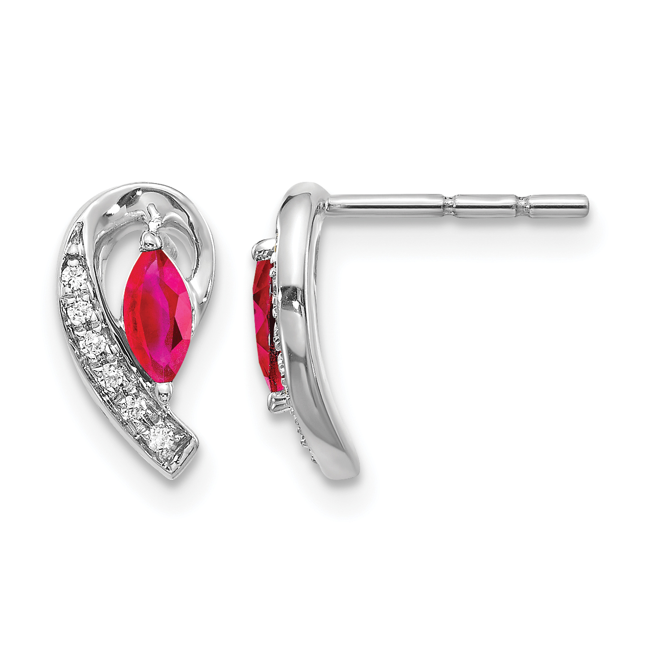 10k White Gold Diamond and Ruby Earrings (EM5592-RU-005-1WA)