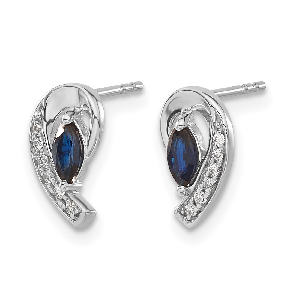 10k White Gold Diamond Sapphire Post Earrings (EM5592-SA-005-1WA)
