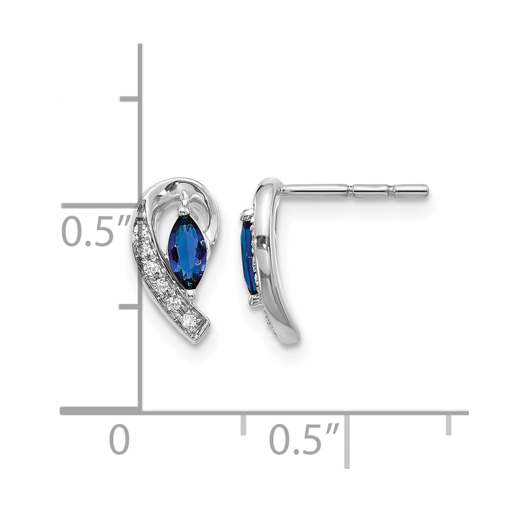 10k White Gold Diamond Sapphire Post Earrings (EM5592-SA-005-1WA)