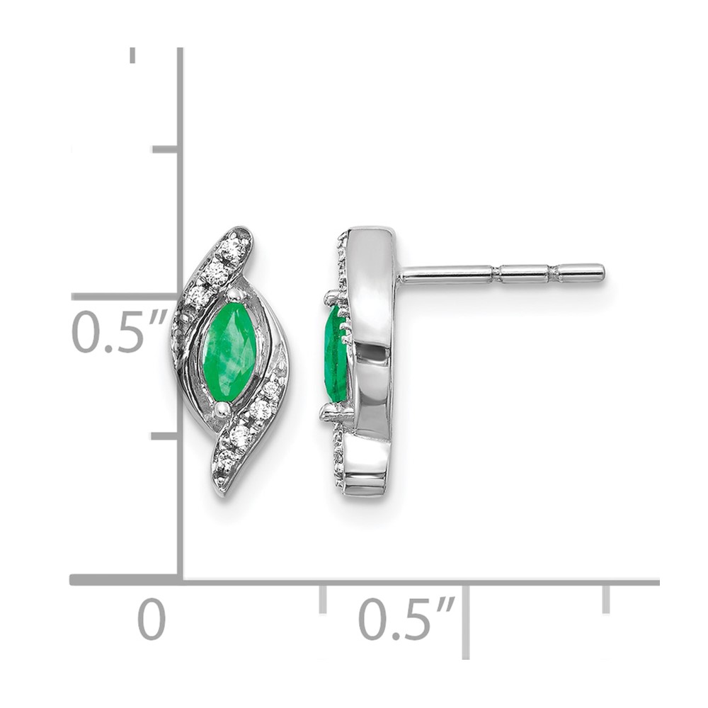 10k White Gold 1/15Ct Diamond and Emerald Earrings (EM5594-EM-007-1WA)