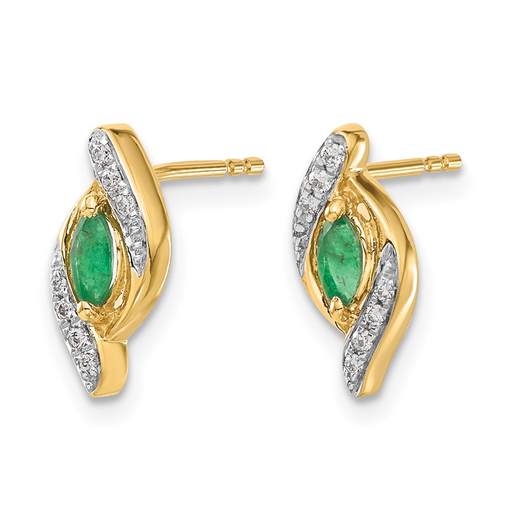 10k 1/15Ct Diamond and Emerald Earrings (EM5594-EM-007-1YA)