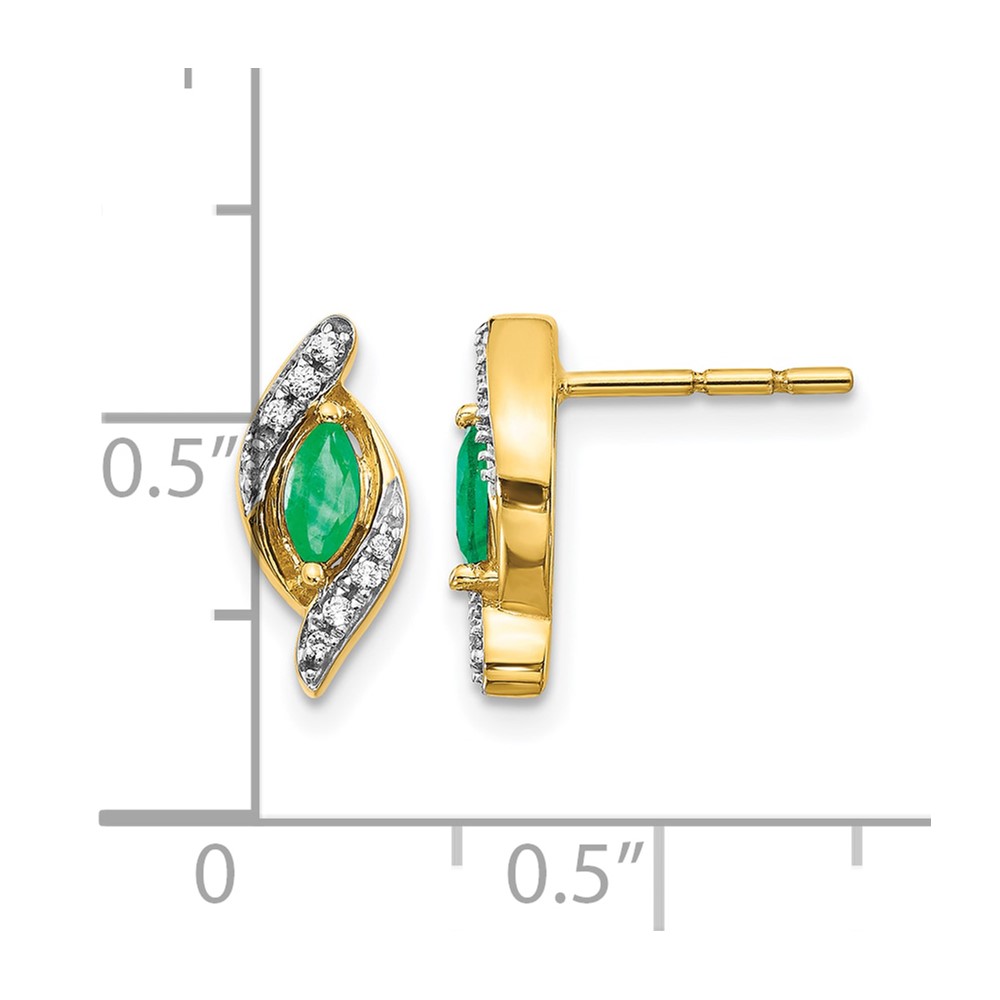 10k 1/15Ct Diamond and Emerald Earrings (EM5594-EM-007-1YA)