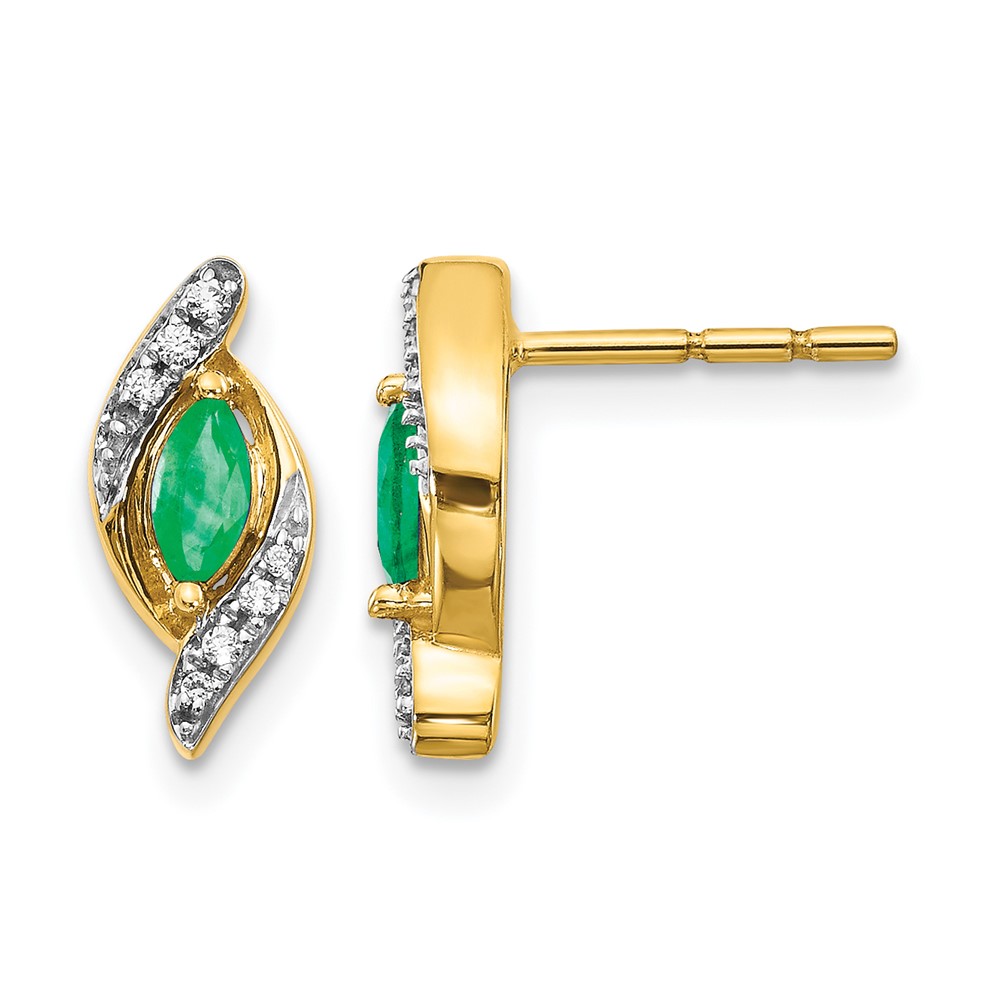 10k 1/15Ct Diamond and Emerald Earrings (EM5594-EM-007-1YA)