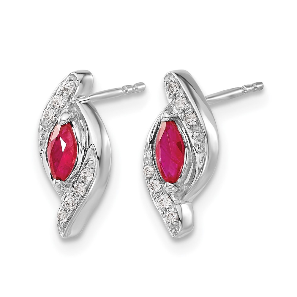10k White Gold Diamond and Ruby Earrings (EM5594-RU-007-1WA)