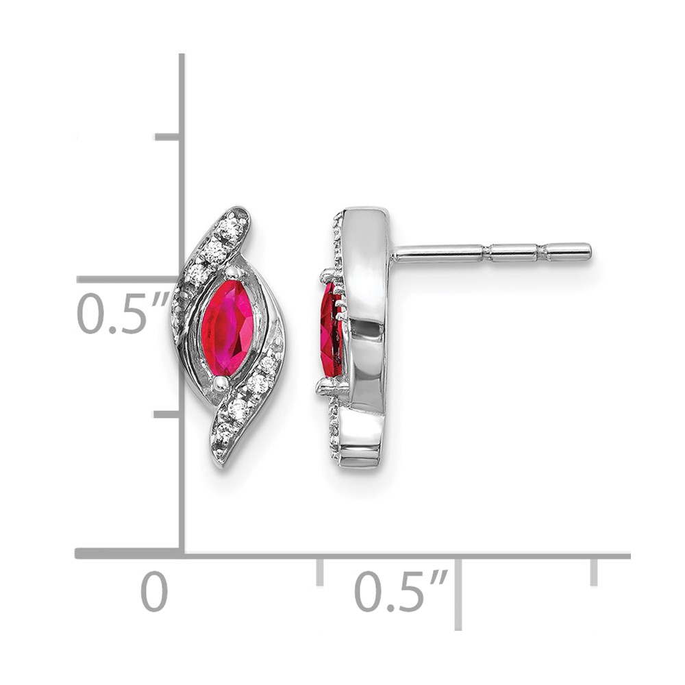 10k White Gold Diamond and Ruby Earrings (EM5594-RU-007-1WA)