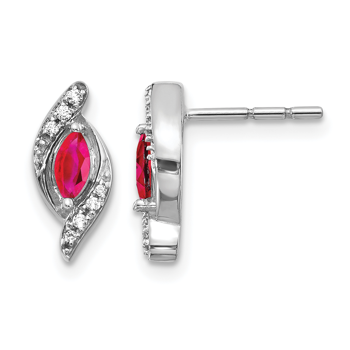 10k White Gold Diamond and Ruby Earrings (EM5594-RU-007-1WA)