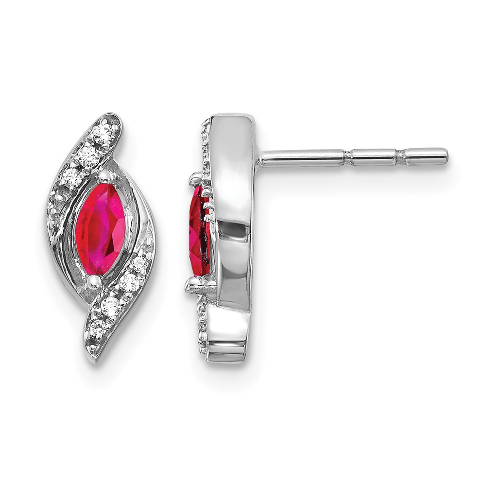 10k White Gold Diamond and Ruby Earrings (EM5594-RU-007-1WA)