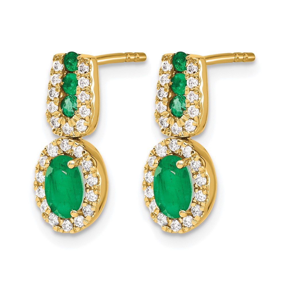 14k 1/3Ct Diamond and Emerald Earrings (EM5597-EM-033-YA)