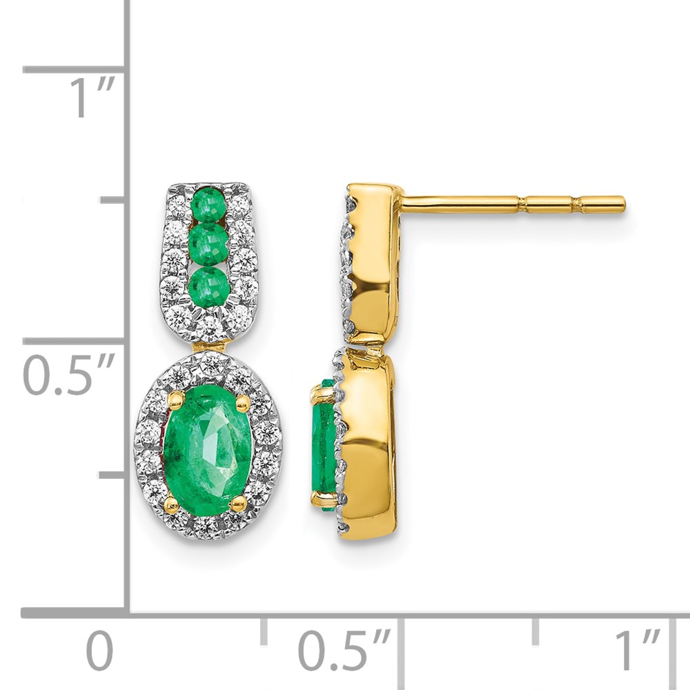 14k 1/3Ct Diamond and Emerald Earrings (EM5597-EM-033-YA)