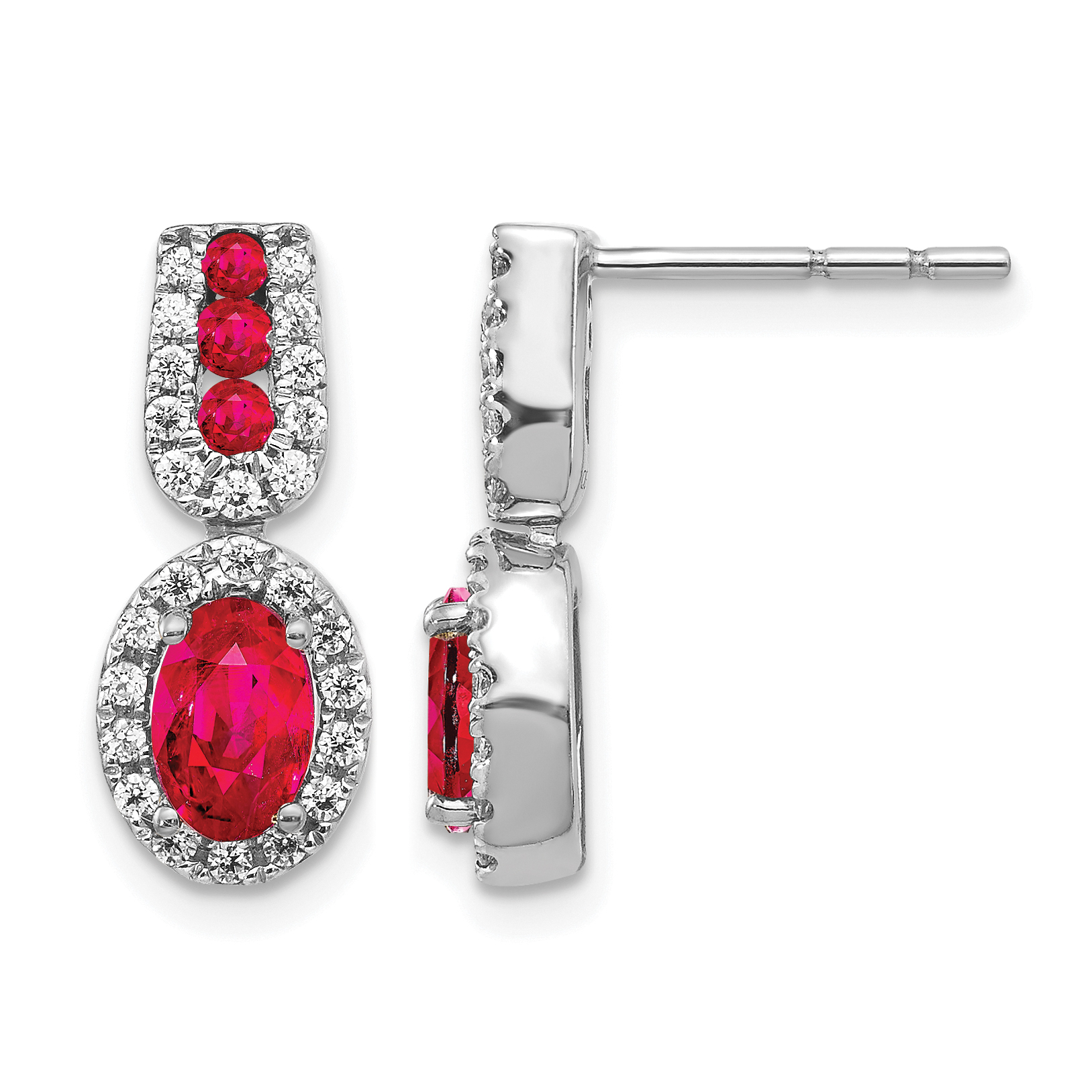 14k White Gold Diamond and Ruby Earrings (EM5597-RU-033-WA)