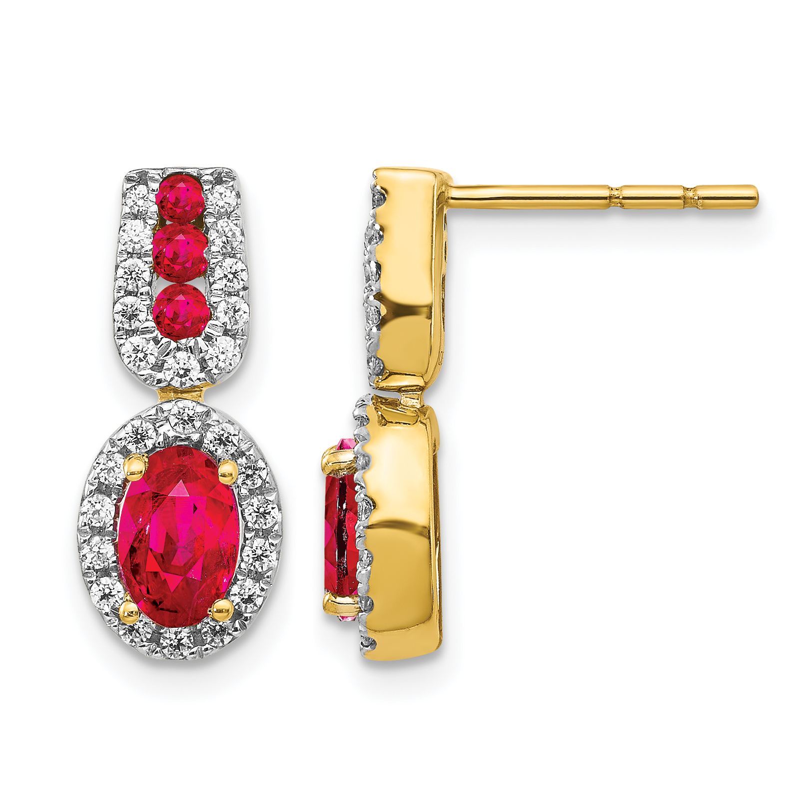 14k Yellow Gold Diamond and Ruby Earrings (EM5597-RU-033-YA)