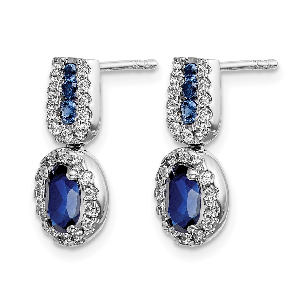 14k White Gold Diamond and Sapphire Post Earrings (EM5597-SA-033-WA)