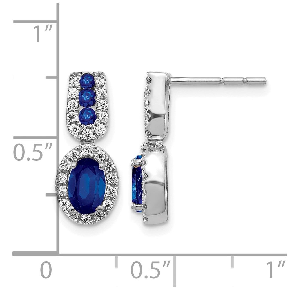 14k White Gold Diamond and Sapphire Post Earrings (EM5597-SA-033-WA)