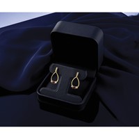 14K Yellow Gold 0.25 Carat Lab Grown Diamond VS SI+ G+ and Created Ruby Complete Dangle Teardrop Post Earrings view 5