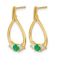 10K Yellow Gold 0.33 Carat Lab Grown Diamond VS SI+ G+ and Created Emerald Complete Dangle Post Earrings view 2