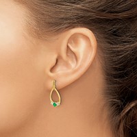 10K Yellow Gold 0.33 Carat Lab Grown Diamond VS SI+ G+ and Created Emerald Complete Dangle Post Earrings view 3