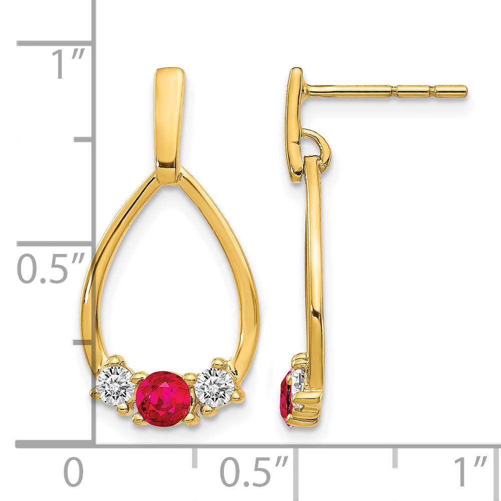 10k Ruby and White Sapphire Post Dangle Earrings (EM5598-RU-1Y)