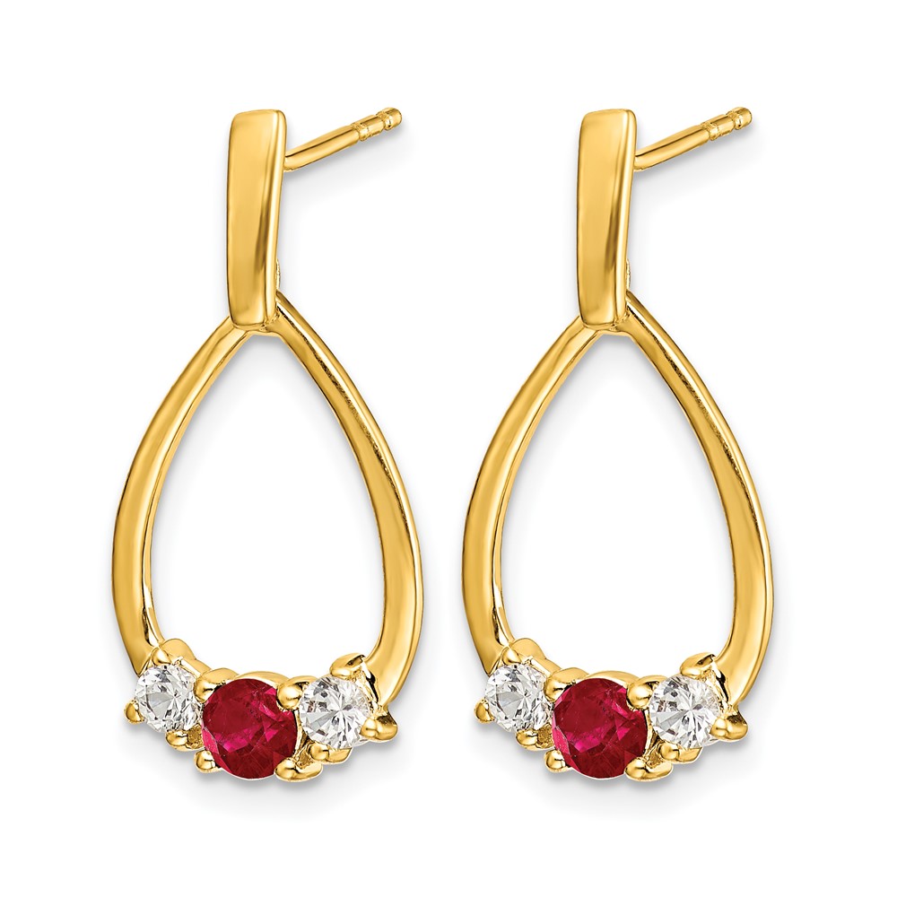 14k Ruby and White Sapphire Post Dangle Earrings (EM5598-RU-Y)