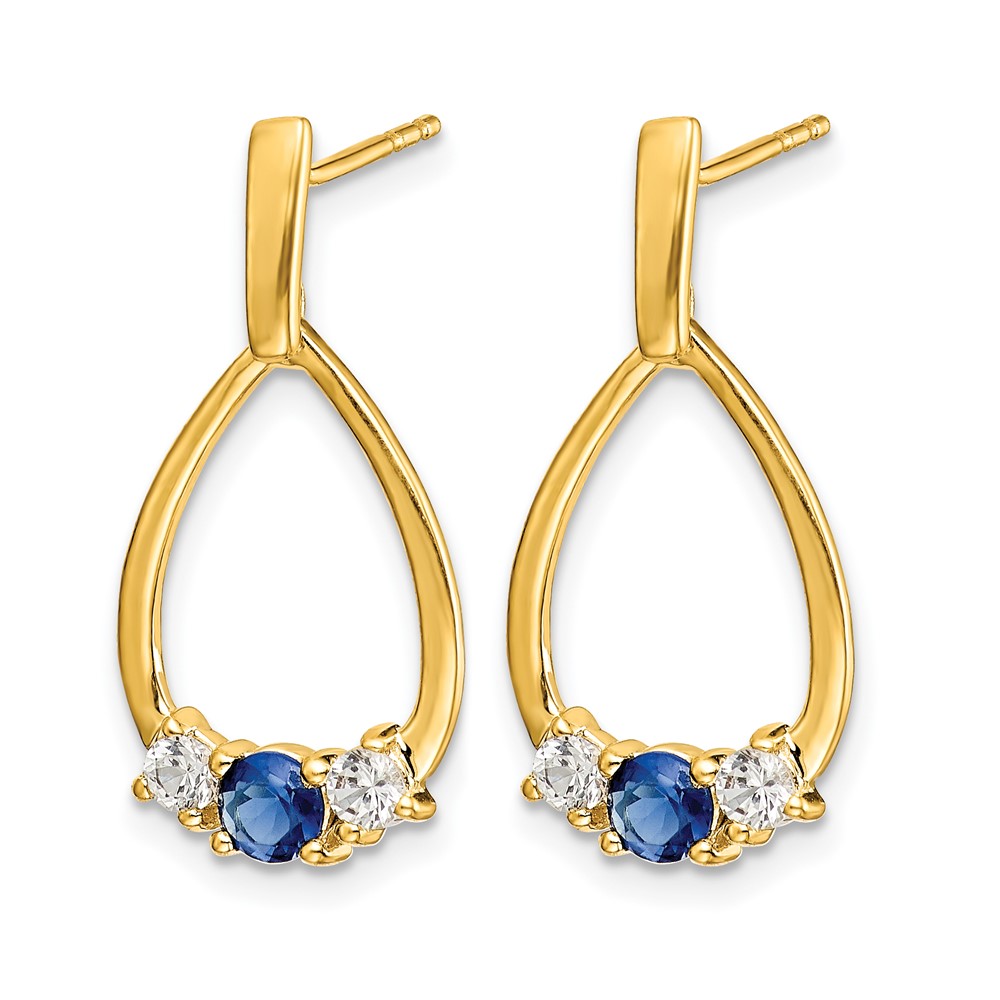 10k 1/3 carat Lab Grown Diamond VS/SI+ G+ and Created Sapphire Complete Dangle Teardrop Earrings (EM5598-CSA-025-0YLG)