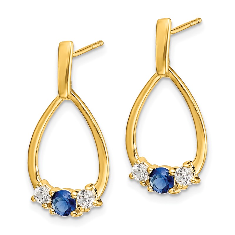 10k 1/3 carat Lab Grown Diamond VS/SI+ G+ and Created Sapphire Complete Dangle Teardrop Earrings