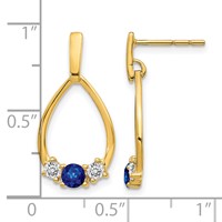10K Yellow Gold 0.33 Carat Lab Grown Diamond VS SI+ G+ and Created Sapphire Complete Dangle Teardrop Earrings view 4