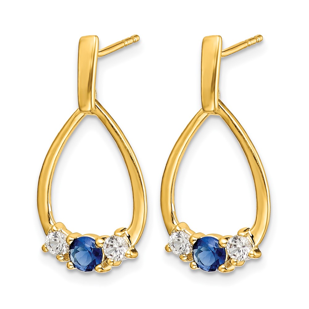 14k  Blue and White Sapphire Post Dangle Earrings (EM5598-SA-Y)